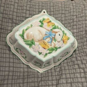 Vintage Le cordon bleu sheep lamb Easter ceramic hanging mold butterfly flowers